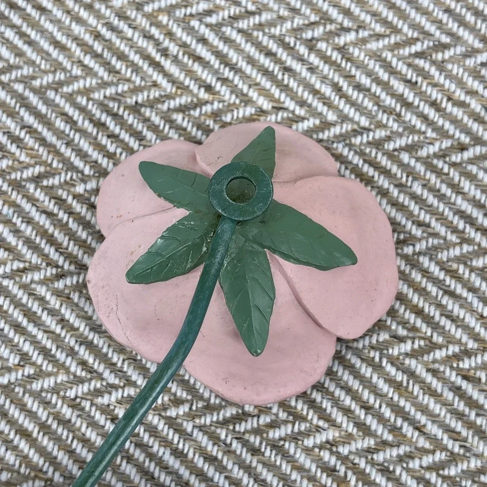 Pink Enameled Rose Wall Hook Shabby Chic French Country Cottagecore 8'